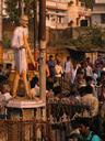 Gandhi marches above the crowds in Hyderabad.